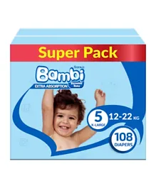 Sanita Bambi Baby Diapers Super Pack Size 5 - 108 Pieces