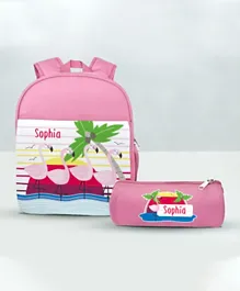 Essmak Flamingo Personalized Backpack and Pencil Pouch  Pink - 11 Inches
