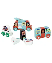Vilac Wooden Magnetic Vehicles Playset Assorted Colours - 4 Pieces