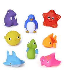 مانشكين - عبوة من 8 ألعاب الاستحمام العائمة على شكل حيوانات المحيط  - متعددة الألوان
