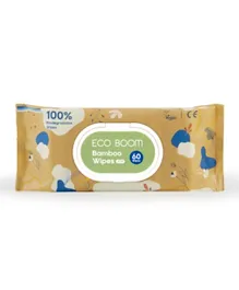 Eco Boom - Baby Wet Wipes Bamboo Viscose Eco-Friendly Unscented For Sensitive Newborn Skin Hypoallergenic - 60 Count