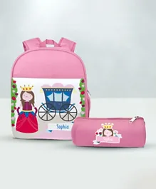 Essmak Princess Personalized Backpack and Pencil Pouch Pink - 11 Inches