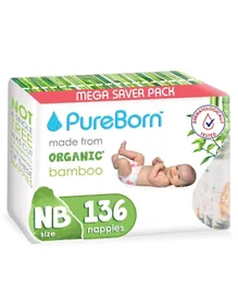 PureBorn Organic Daisys Newborn Value Pack - 136 Pieces