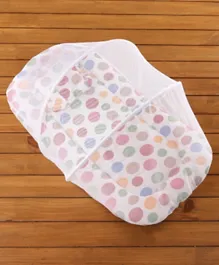 Babyhug Premium Bedding Set With Mosquito Net White - Happy Print