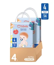 Hibobi -Ultra Soft Absorbent Pants Diapers - Size 4 - 9-14Kg - 56Pcs - Pack Of 2