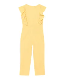 Cheekee Munkee Solid Ruffle Sleeved Jumpsuit - Yellow
