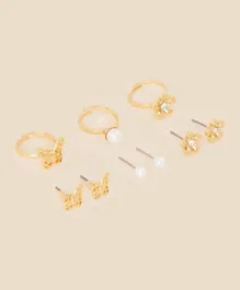 Monsoon Children Girls Pearl Stud and Ring Set - 6 Pieces