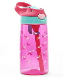 Bonfino Unicorn Tritan Water Bottle, BPA Free, Push Button Open, Leakproof, 480mL, 3 Years+ - Pink