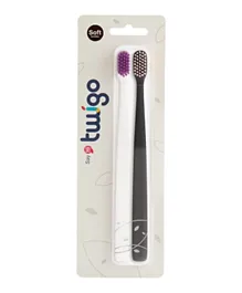 Flipper 2-Pack Twigo Toothbrushes - Charcoal Brown & Pepper White