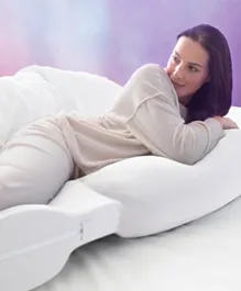 سنوز - وسادة دعم الحمل كيرف (طول × عرض × ارتفاع - 135 سم × 30 سم × 25 سم) وسادة نوم لدعم الحمل ، مع غطاء قابل للغسل - أبيض