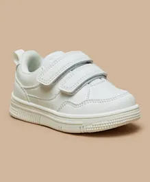Barefeet - Solid Sneakers with Hook and Loop Closure - White