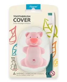 Flipper Fun Animal Hygienic Toothbrush Holder with Suction Cup - Piggy