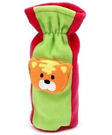 Babyhug Plush Bottle Cover Tiger Face Large - Green And Red