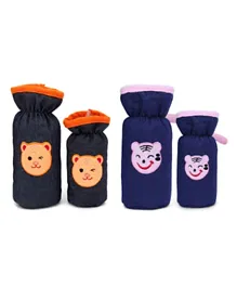 Babyhug Bottle Cover Denim Bear Face Motif Set of 2 - Assorted Colours