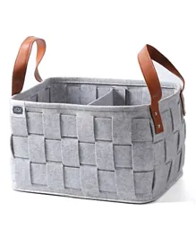 Little Story Handcrafted Foldable Storage Basket - Multipurpose, Portable Organizer, Grey Cotton Rope