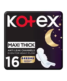 Kotex - Maxi Protect Thick Pads, Overnight Protection Sanitary Pads with Wings, 16 Sanitary Pads