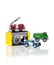 تونكا - مجموعة شاحنات صغيرة معدنية: سيارة شرطة، شاحنة إطفاء، شاحنة نفايات، شاحنة تفريغ - السلسلة 1