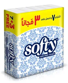 Softy - 2 Ply Soft Pack Facial Tissues, (Packs Of 7 + 3 Free X 130 Sheets) X 5