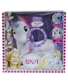 Bambolina Plush Luna With Moving Eyes Moving Mouth Horn Lights Up & Three Fairy Tales Total 9 Minutes - English Version
