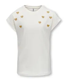 Only Kids - Heart Printed Top - White