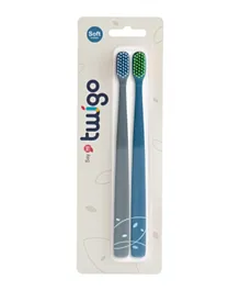 Flipper 2-Pack Twigo Toothbrushes - Aegean Blue & Graphite Gray