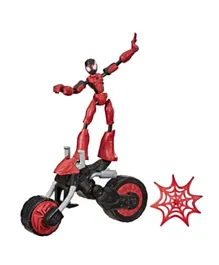 مارفل - مجسم شخصية سبايدر مان  مع دراجة نارية 2 في 1 حمراء اللون - بحجم 6 بوصات