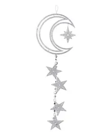 Eid Party Silver Glitter Crescent Moon & Stars Decoration
