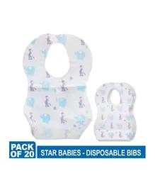 Star Babies Disposable Bibs Elephant White - Pack of 20