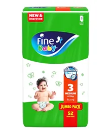 Fine Baby Diapers DoubleLock Jumbo Pack Medium Size 3 - 52 Pieces