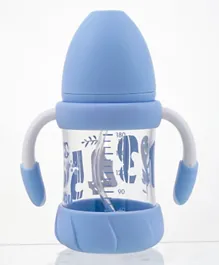 Luqu Glass Feeding Bottle with Handle 180ml - Blue