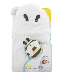 Blooming Bath Hooded Baby Towel with Attached Rattle - Plush, Washer & Dryer Safe Swaddle Towel - Unisex - Bee