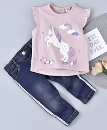 Lily and Jack 2 Piece Unicorn T-Shirt & Bottom Set - Pink Denim