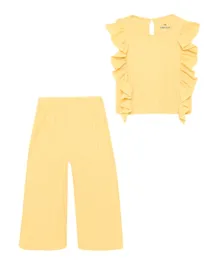 Cheekee Munkee Solid Ruffle Top & Bottoms/Co-ord Set - Yellow