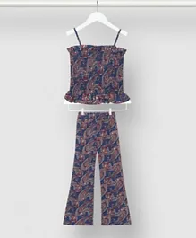 Neon Girl's Printed Casual Co-ord Set -Blue