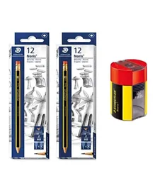ستيدتلر - مجموعة أقلام الرصاص والمبراة  - 25 قطعة
