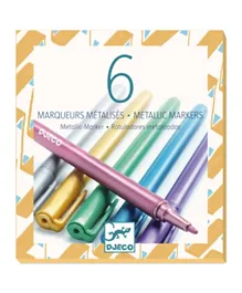 دجيكو - عبوة أقلام ماركر معدنية  من تتكون من 6 أقلام - متعددة الألوان