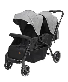 Moon Dois Foldable Twin Stroller with Adjustable Leg Rest - Grey