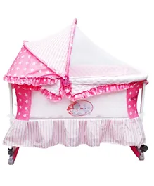 Baby Plus Baby Crib With Retractable Hood Bp6597 - Pink