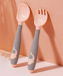Amchi Baby - Baby Flexible Fork & Spoon Set - Pink