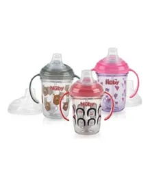 Nuby - 240 ml Twin Handle Tritan Cup with No Spill Silicone Spout, 360 Weighted Straw with Pp Cover