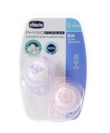 Chicco Soother Physio Air Silicone Pacifiers Purple Pink - Pack of 2
