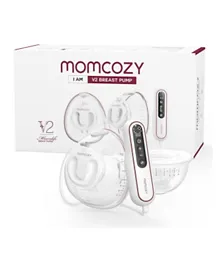 Momcozy - V2 Ultra-Light & Hands-Free Breast Pump, Potent Wearable Pump with 27 Pumping Combinations, Low Noise Painless Portable Double Electric Pump
