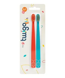 Flipper 2-Pack Twigo Toothbrushes for Kids - Orange & Blue