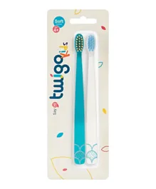 Flipper 2-Pack Twigo Toothbrushes for Kids - Blue & White