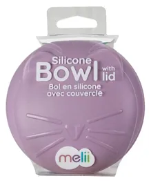 Melii Silicone Bowl with Lid 350 ml - Purple Cat