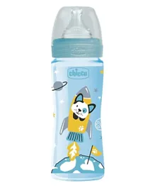 Chicco Well-Being Neutral Fast Flow Silicone Plastic Bottle Blue - 330ml