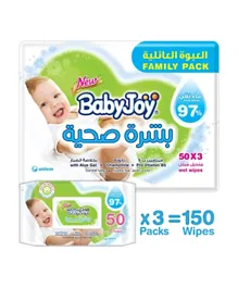 BabyJoy Healthy Skin Wet Wipes, Unscented, Family Pack, 150 Wipes