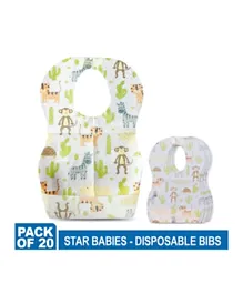 Star Babies Disposable Bibs Animal White - Pack of 20