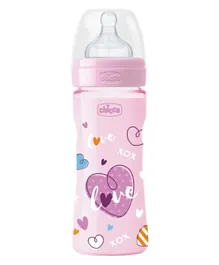 Chicco Well-Being Bottle 250 ml - Medium Flow - Girl - (Design may Vary)