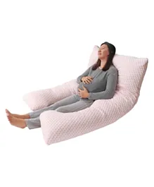 مون - وسادة الحمل لكامل الجسم بغطاء قطني قابل للغسل  – باللون الوردي
